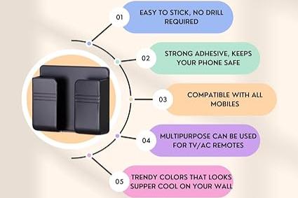 Multifunctional wall-mounted organizer for remotes, phones, and small items, with a built-in charging station(Set-4)
