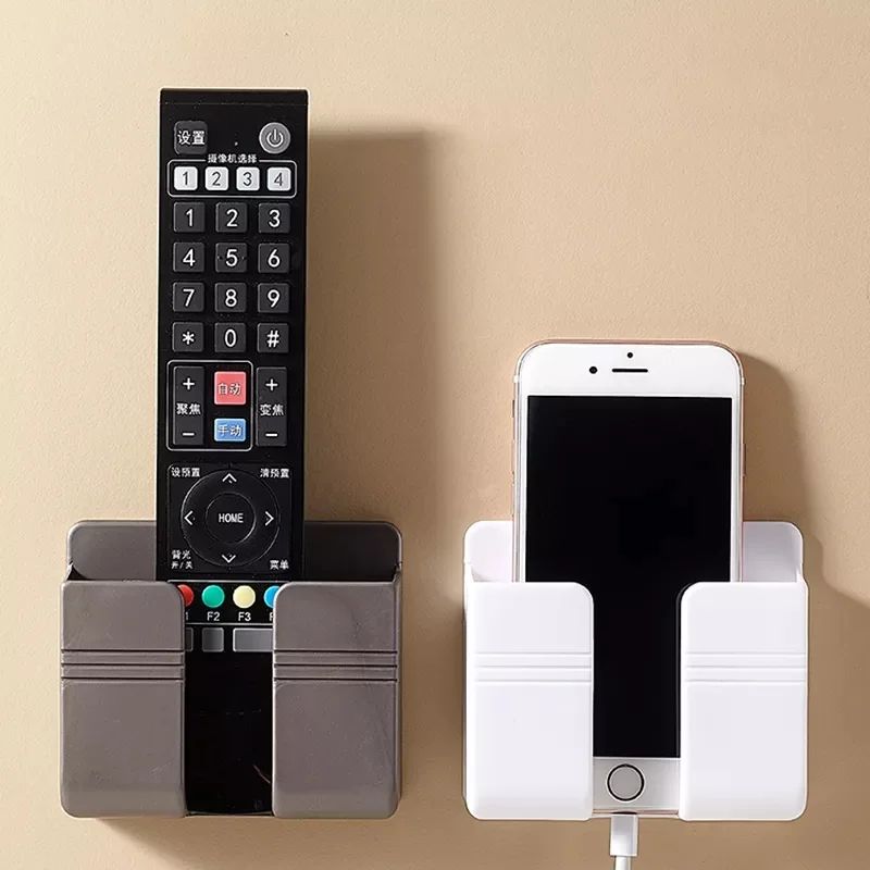 Multifunctional wall-mounted organizer for remotes, phones, and small items, with a built-in charging station(Set-4)