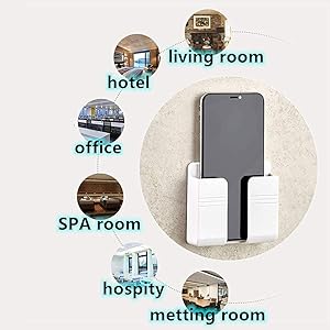 Multifunctional wall-mounted organizer for remotes, phones, and small items, with a built-in charging station(Set-4)