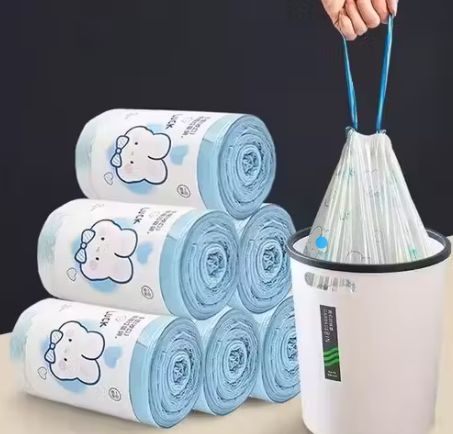 CleanMate Drawstring Bags - Disposable Garbage Bag 1 Roll (100 Pieces)