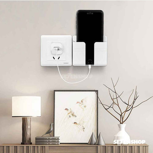 Multifunctional wall-mounted organizer for remotes, phones, and small items, with a built-in charging station(Set-4)