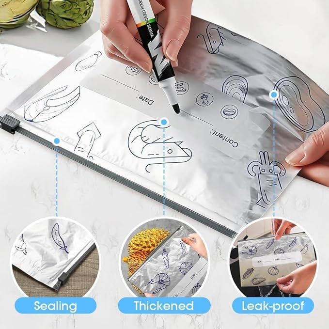 10 PCS Reusable Vacuum Sealer Zip Lock Food Storage Bags