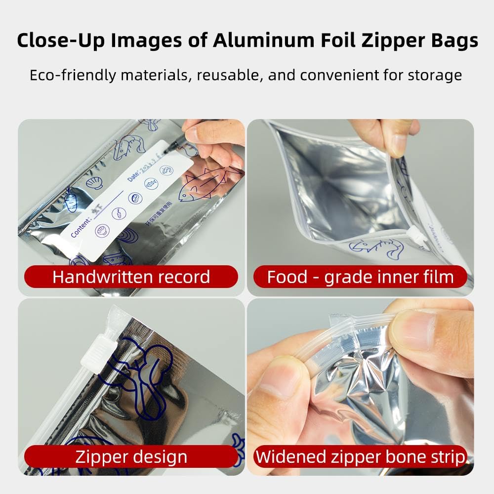 10 PCS Reusable Vacuum Sealer Zip Lock Food Storage Bags