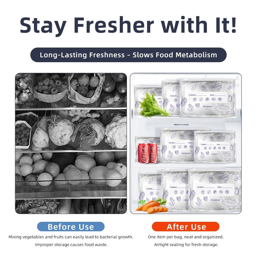 10 PCS Reusable Vacuum Sealer Zip Lock Food Storage Bags