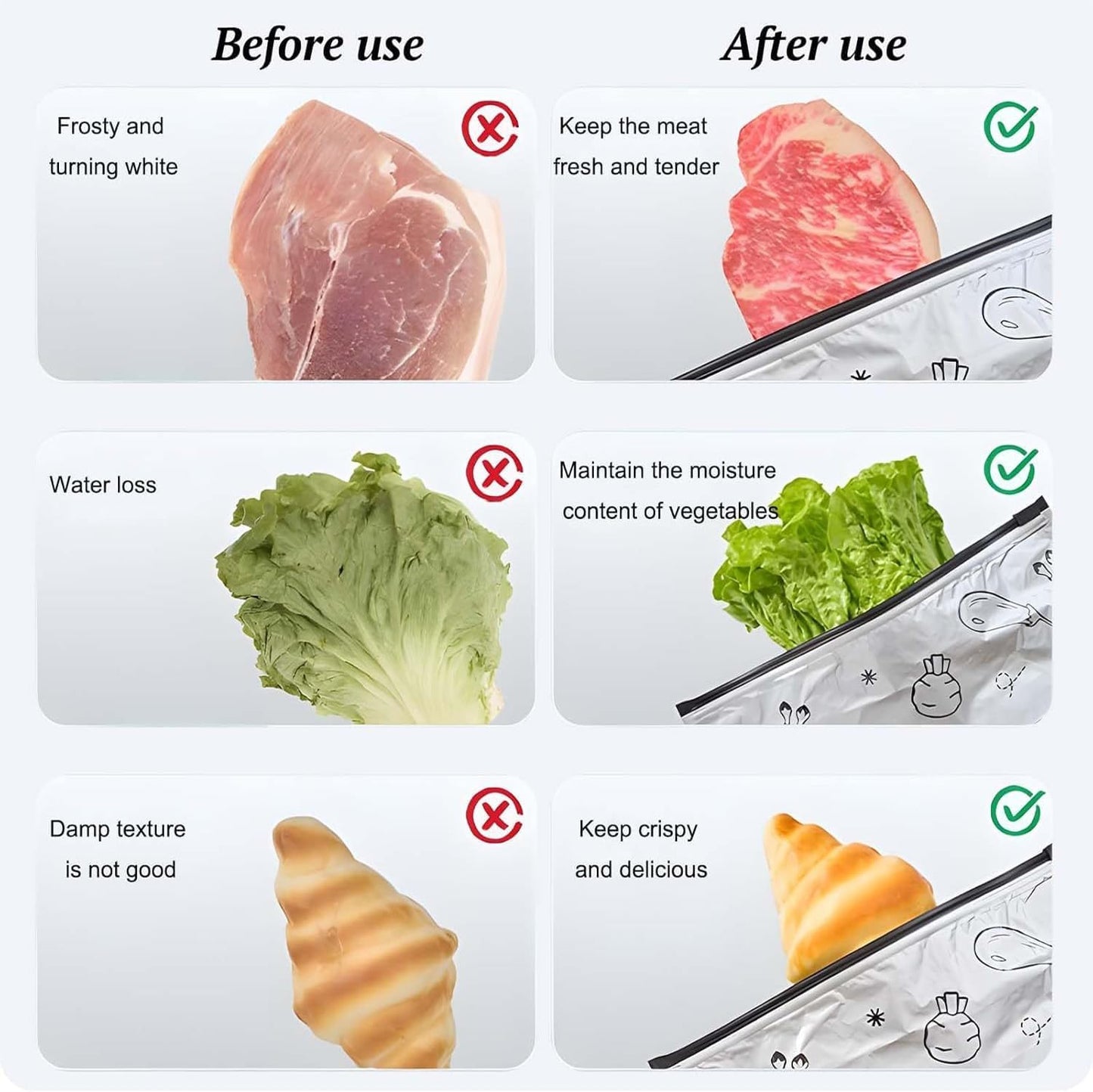 10 PCS Reusable Vacuum Sealer Zip Lock Food Storage Bags