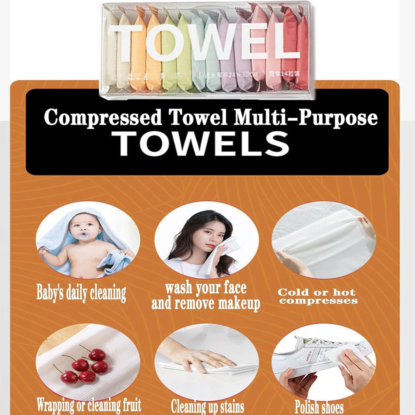 Compressed Mini Portable Magic Towels for Travel, Home, Outdoor Activities - Pack of 12