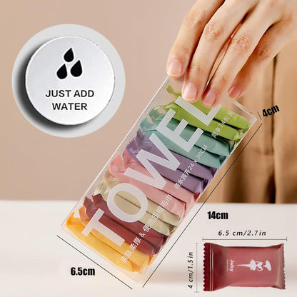 Compressed Mini Portable Magic Towels for Travel, Home, Outdoor Activities - Pack of 12