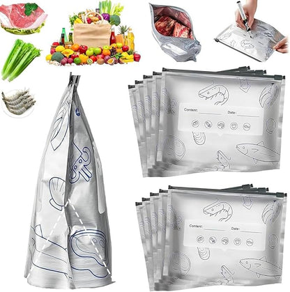 10 PCS Reusable Vacuum Sealer Zip Lock Food Storage Bags