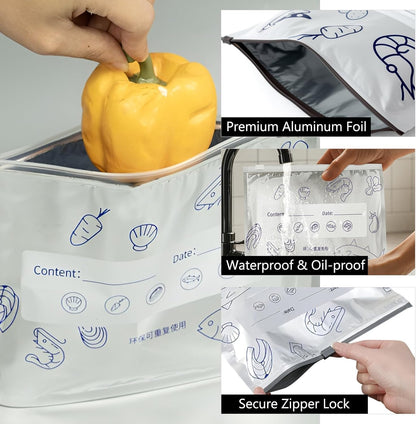 10 PCS Reusable Vacuum Sealer Zip Lock Food Storage Bags