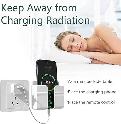 Multifunctional wall-mounted organizer for remotes, phones, and small items, with a built-in charging station(Set-4)