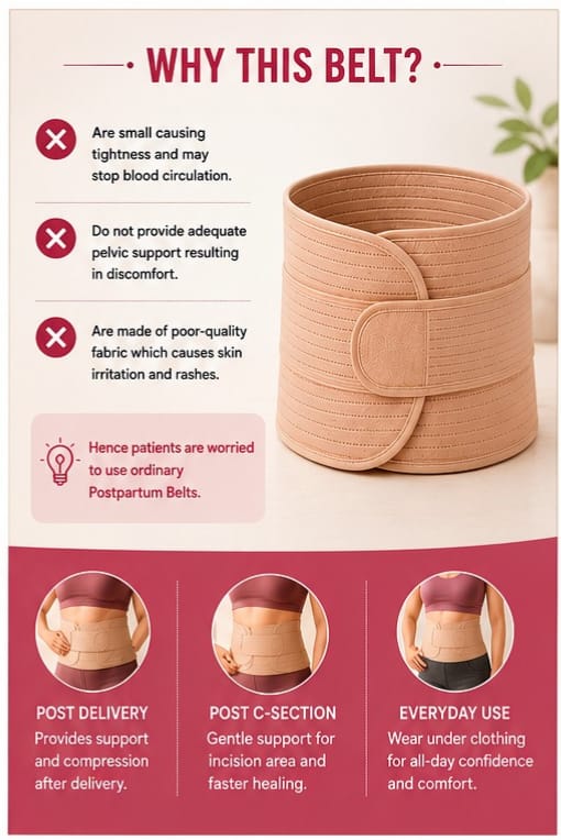 Postpartum Belt, Universal size, Beige (Pack of 1) | Ergonomically designed for Indian Mothers | For C-Section and Natural Delivery | Eliminates post pregnancy pain, Muscle recovery to pre-pregnancy state