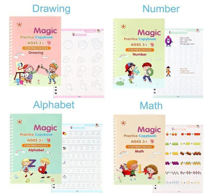 ✨Magic Practice Copybook📚, Buy 1 Set Get 1 Set Free🤩 (8 Book + 2 Pen+ 20 Refill +2 Grip)✍